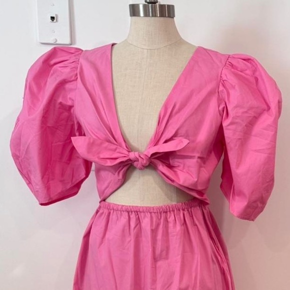 WAYF Pink Cut-Out Midi Dress Peggy - Picture 4 of 9